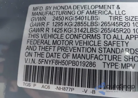 2023 Honda Passport Awd Ex-L from USA, damaged, VIN 5FNYF8H50PB019286
